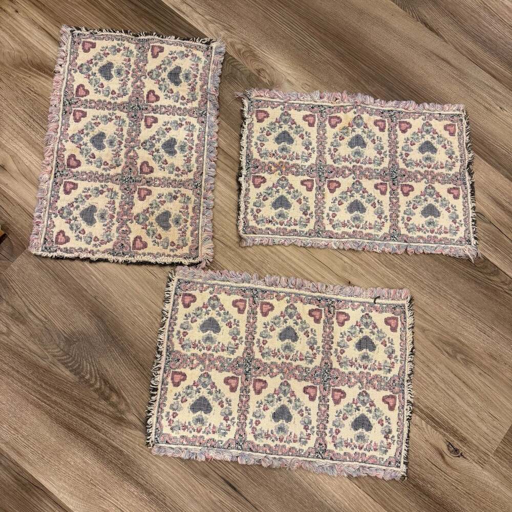 VTG Set of 3 Park B. Smith Placemats Lots of Hearts